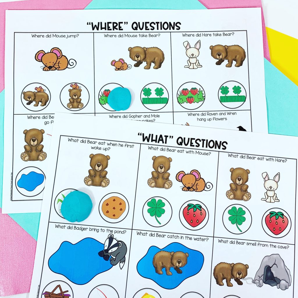 Bear Wants More speech therapy WH questions
